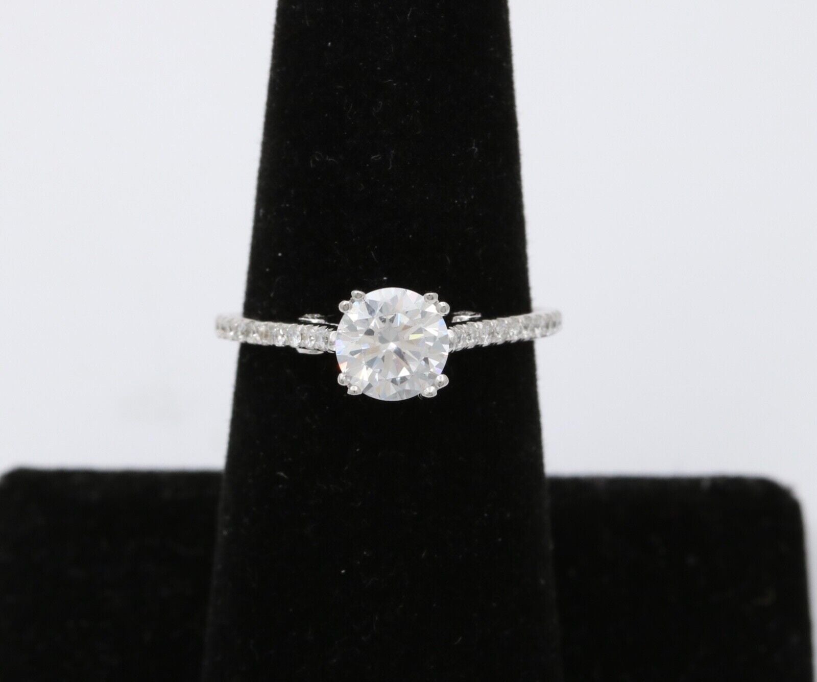 The Elegant 18K White Gold White Sapphire & Diamond Engagement Ring