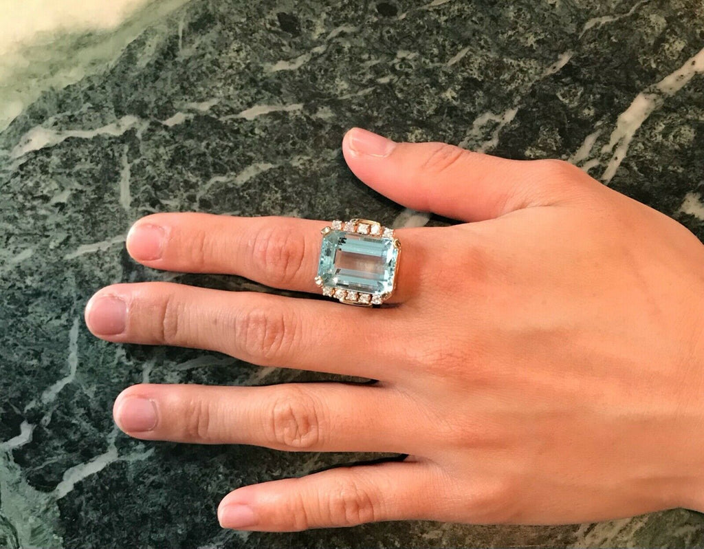 Vintage 34.66 Carat Aquamarine Statement Ring