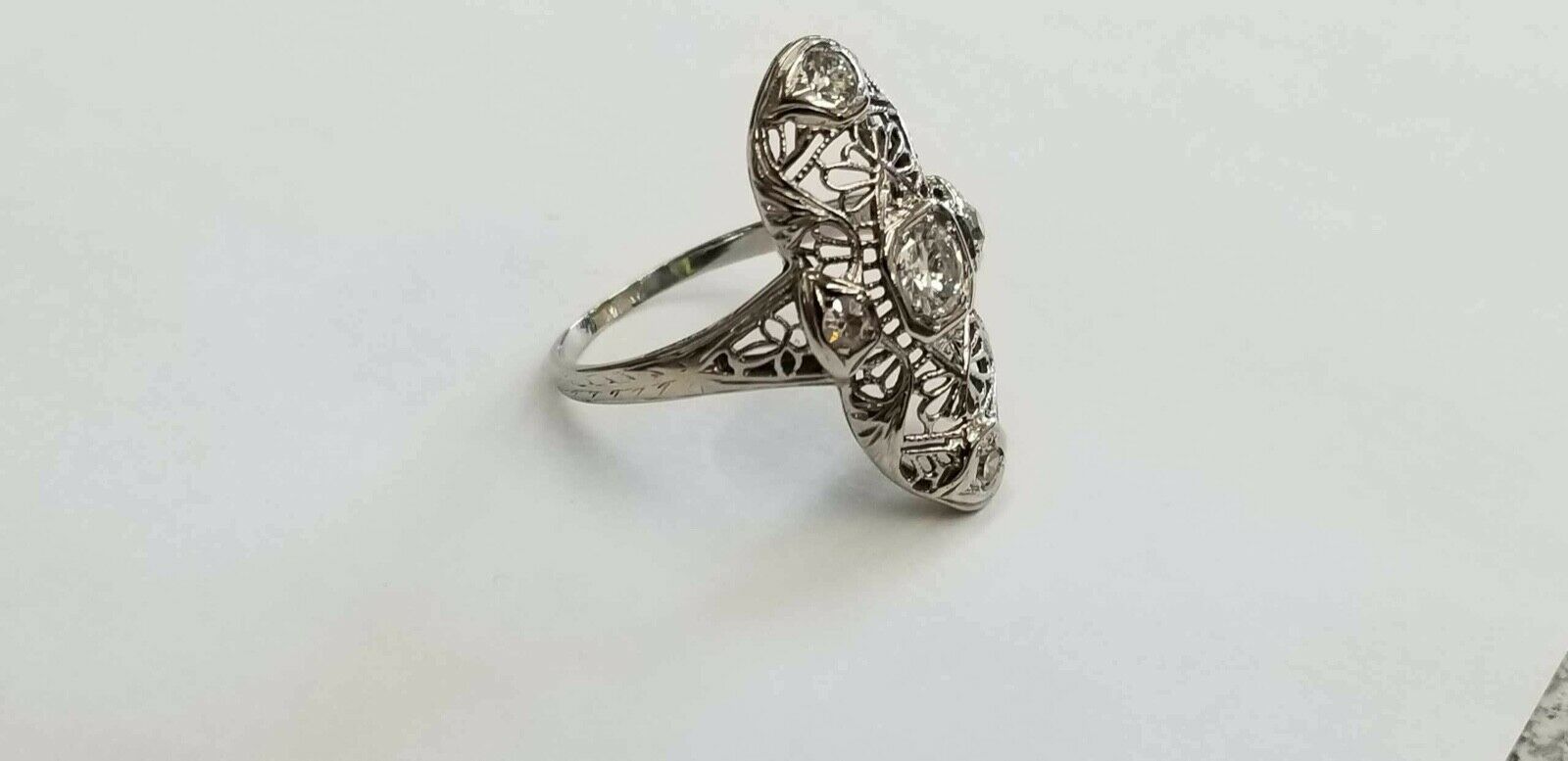 Art Deco Ladies Diamonds Sapphires Platinum Ring