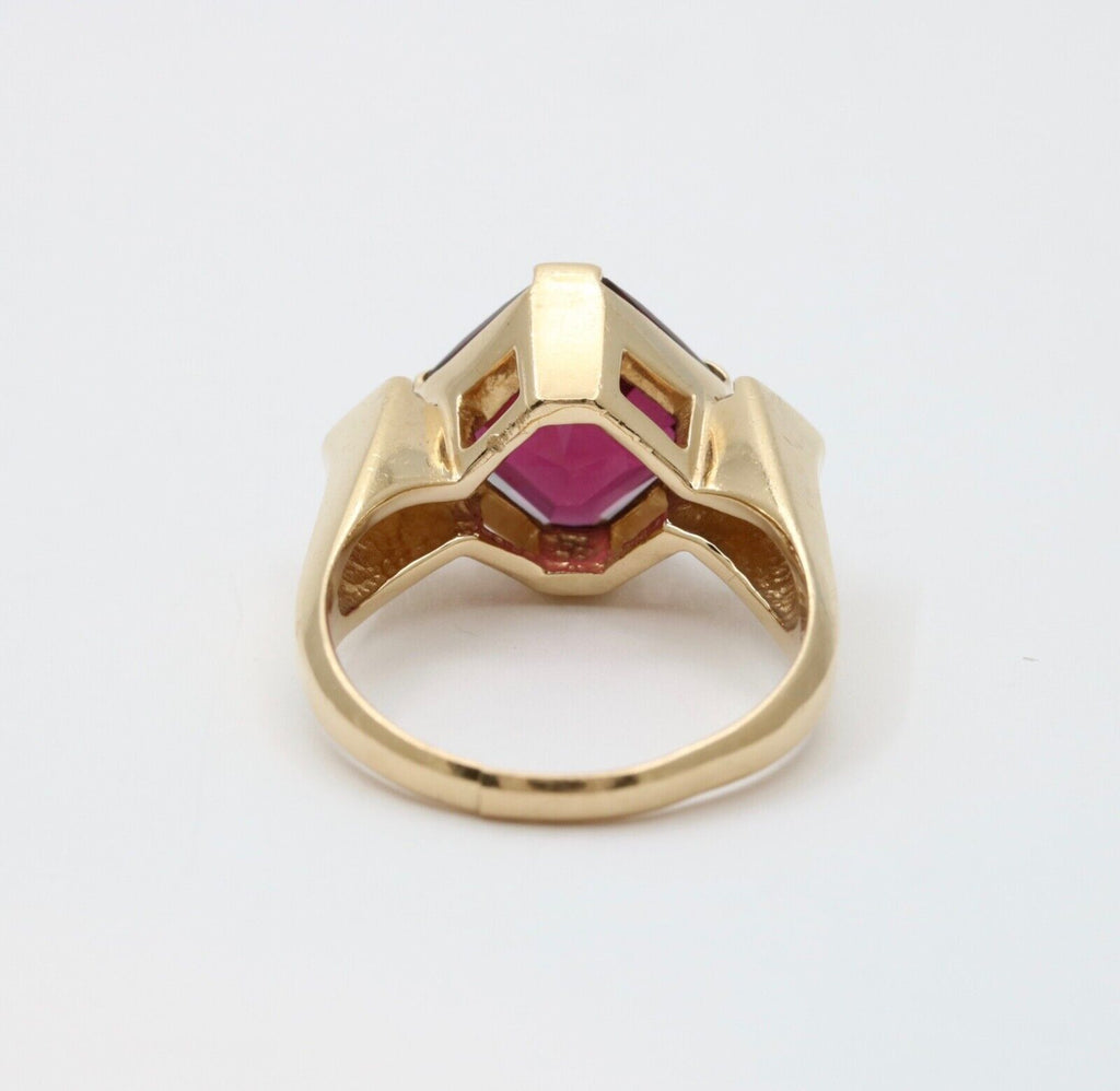 Vintage 14K Gold Rhodolite Garnet And Diamond Cocktail Ring