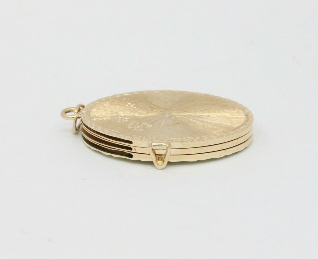 Vintage 14K Yellow Gold Floral Enamel Locket
