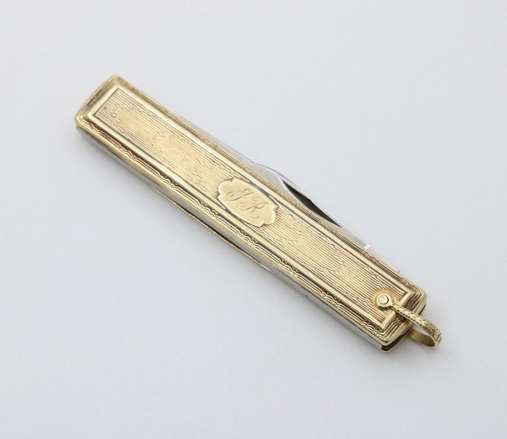 Vintage 14K Yellow Gold Pocket Knife Pendant, Necklace