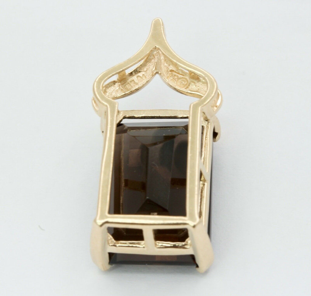 Vintage Smoky Quartz 14K Yellow Gold Pendant