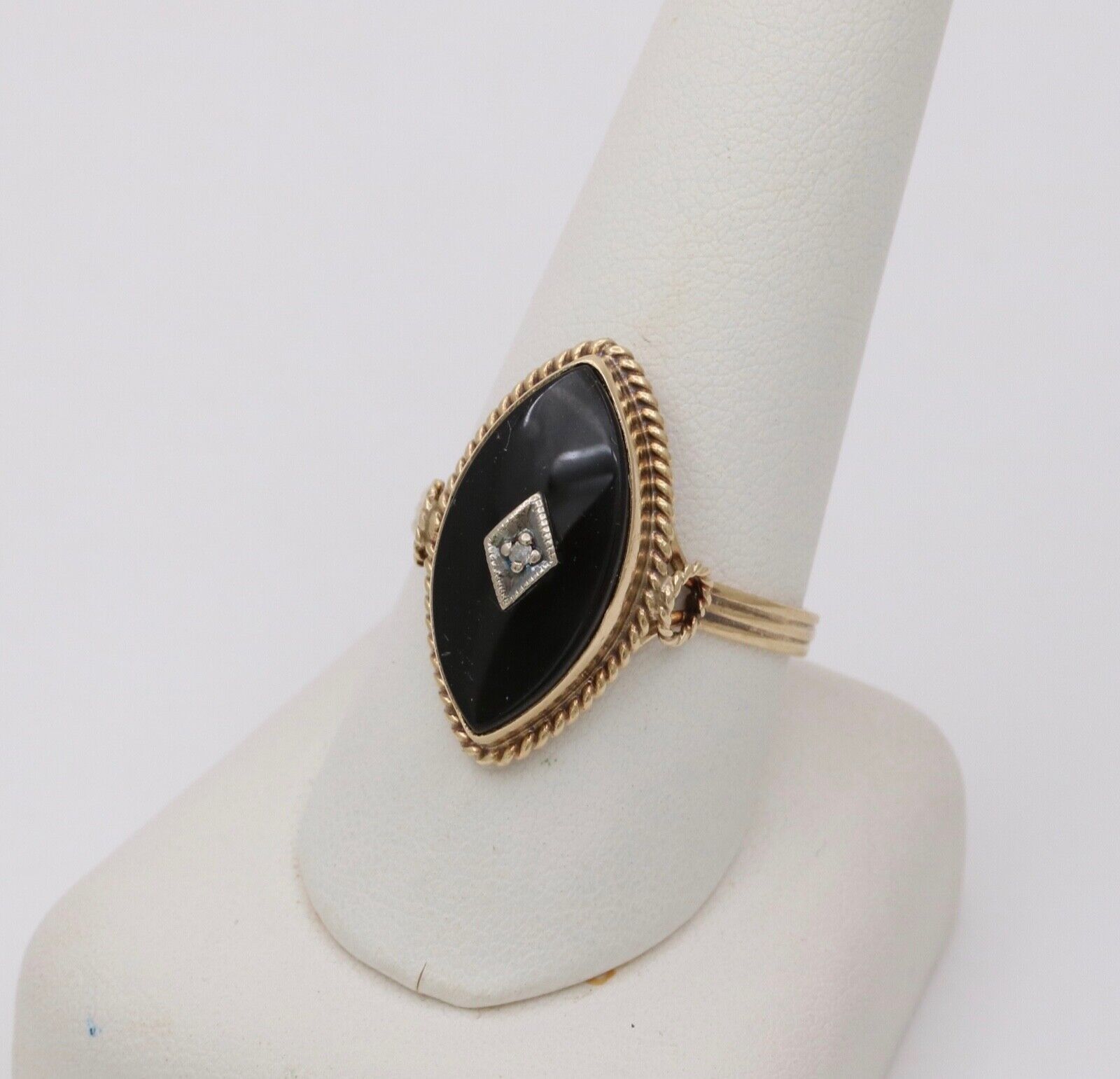 Antique Art Deco Marquise Onyx Diamond Ring