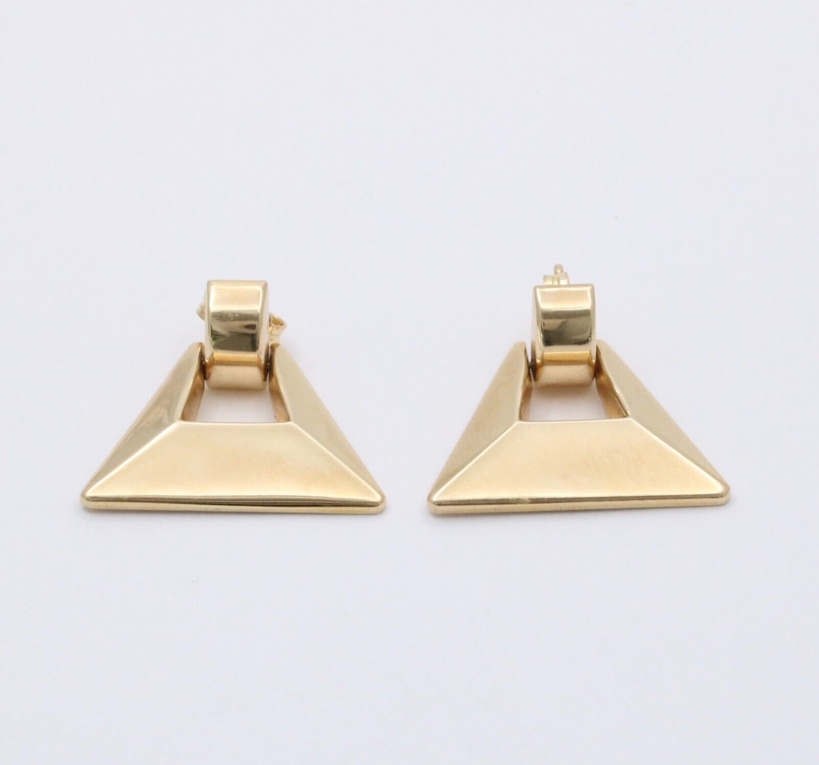 Vintage 14K Yellow Gold Geometric Dangling Earrings.