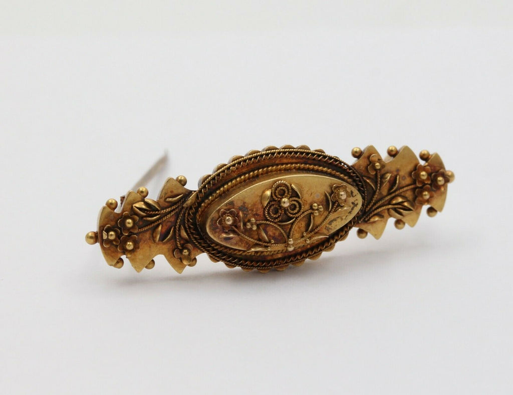 Antique 10K Yellow Gold Floral Brooch Pin
