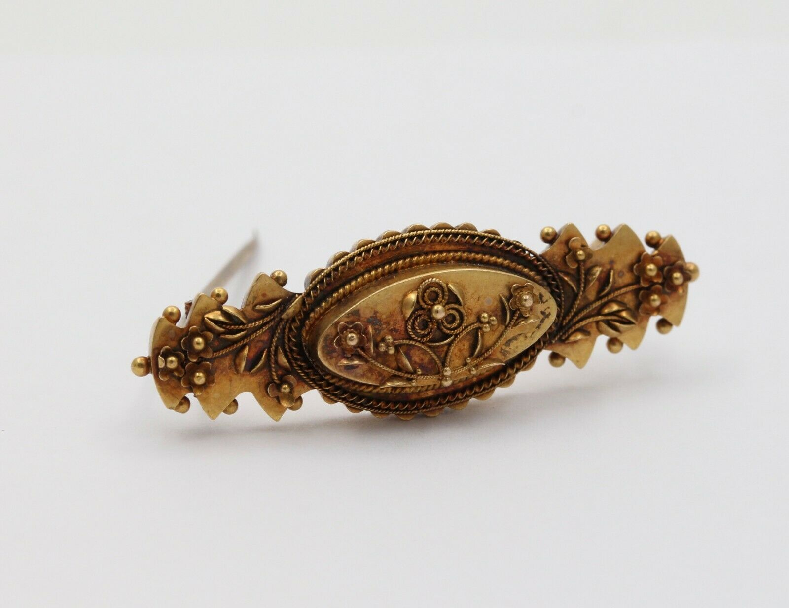 Antique 10K Yellow Gold Floral Brooch Pin