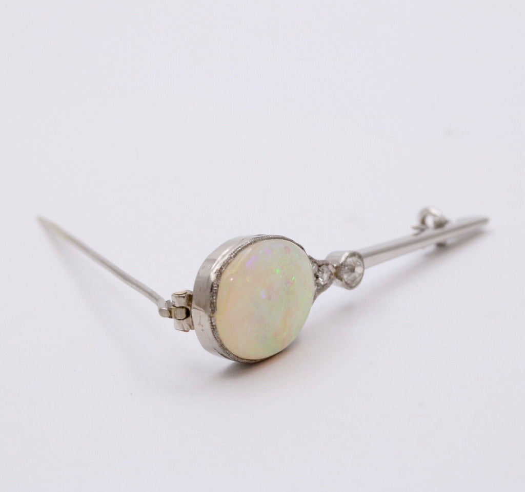 Art deco Opal and Diamond 18K Gold Brooch, Pin