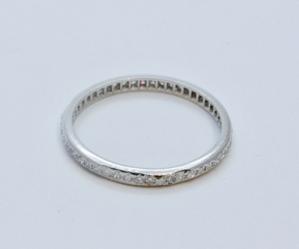 Art Deco Ladies Old Miner Cut Diamonds Platinum Eternity Wedding Band