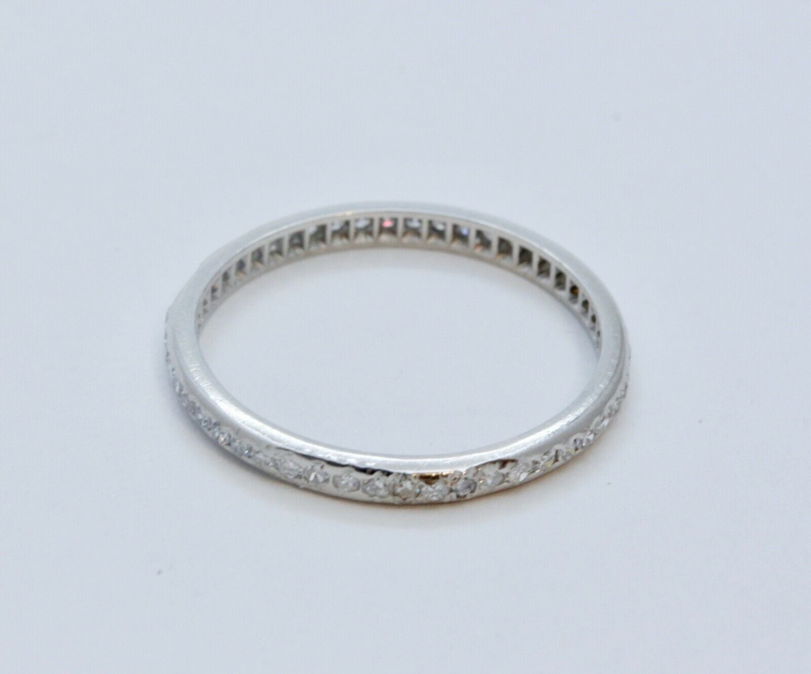 Art Deco Ladies Old Miner Cut Diamonds Platinum Eternity Wedding Band