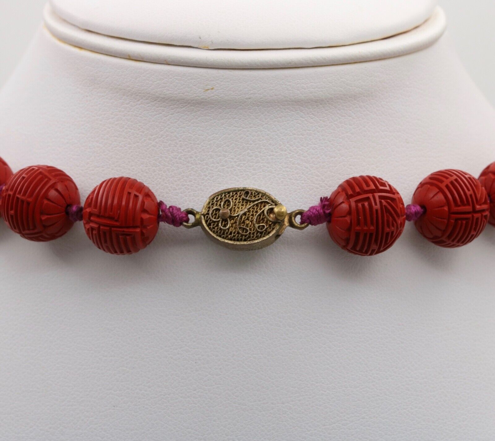 Vintage Red Cinnabar Chanterelle Necklace