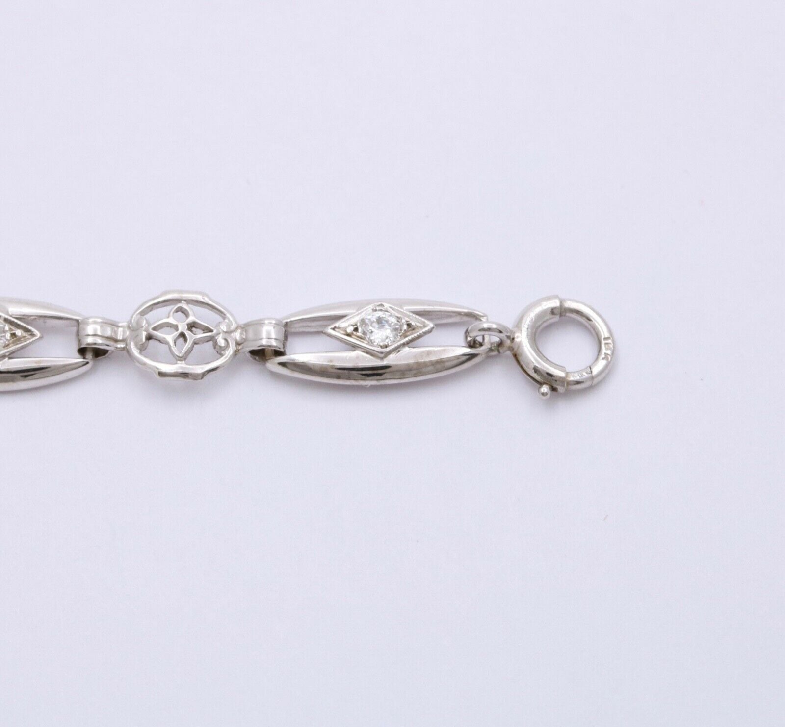 Art Deco Old Euro Diamonds 14K White Gold Bracelet