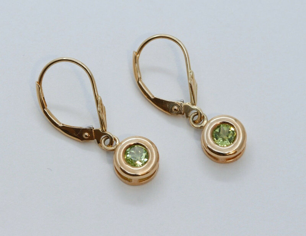 Ladies Vintage Peridot 14K Yellow Gold Earrings