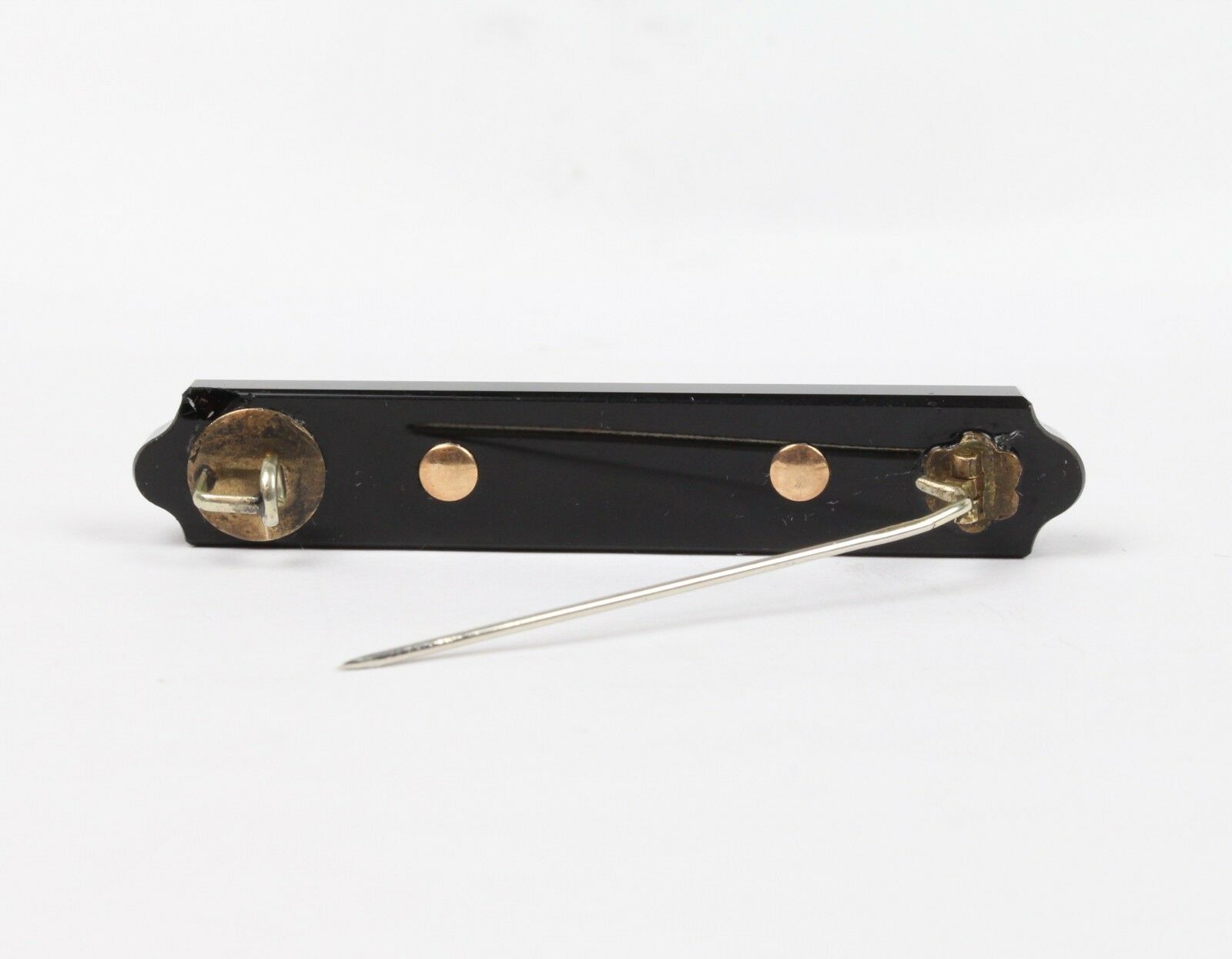Victorian Gold Fill Jet Seed Pearl Mourning Brooch