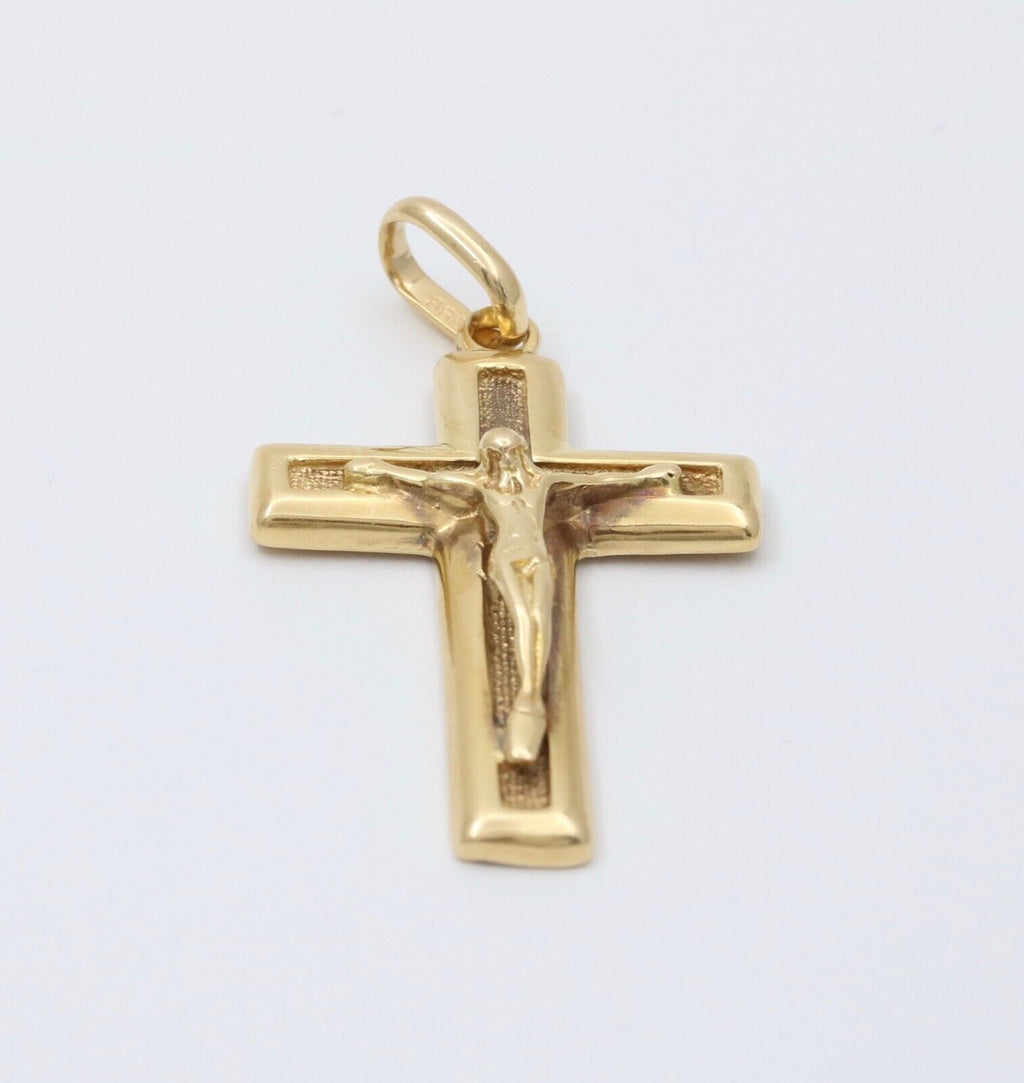 Vintage Cross Crucifix Jesus 14K Yellow Gold Pendant