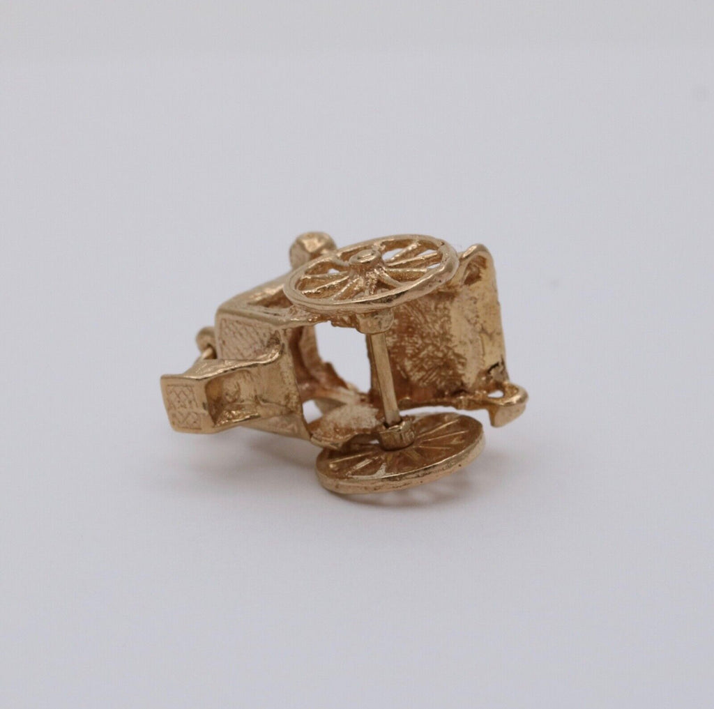 Vintage 9K Yellow Gold Carriage Charm Pendant.