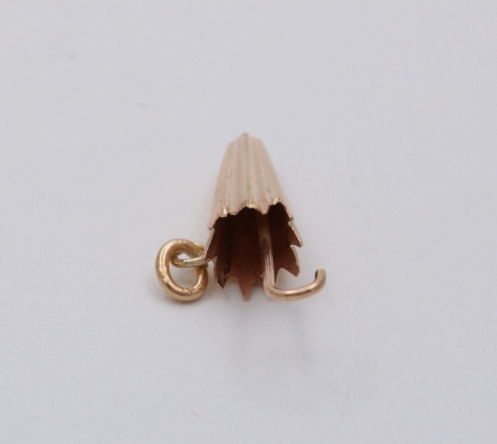 Vintage 14K Yellow Gold Umbrella Charm Pendant.