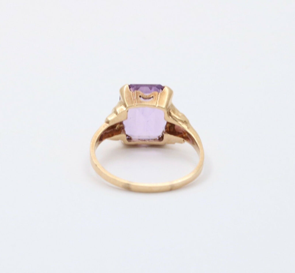 Vintage 14K Yellow Gold Amethyst Solitaire Ring , February Birthstone