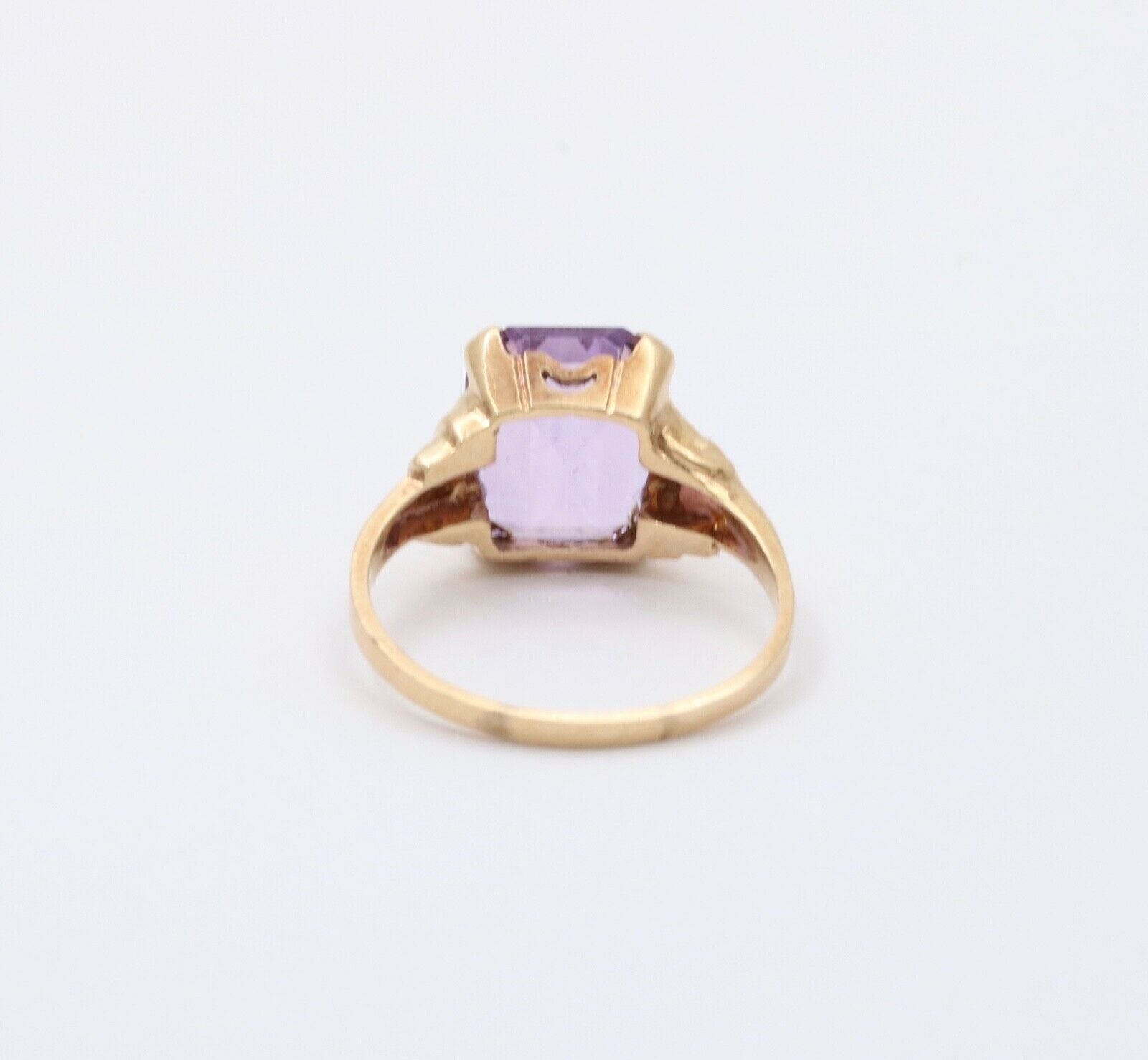 Vintage 14K Yellow Gold Amethyst Solitaire Ring , February Birthstone