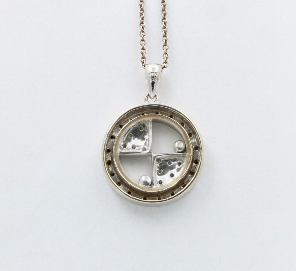Vintage 14K White Gold Floating Shaker Diamond Circle Pendant