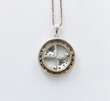 Load image into Gallery viewer, Vintage 14K White Gold Floating Movable Diamond Circle Pendant
