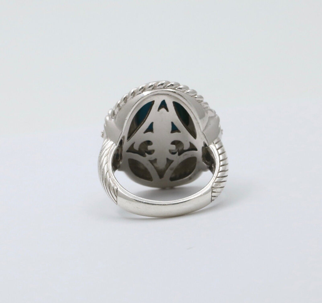 Judith Ripka Turquoise Colored Stone and Diamond 925 Silver Ring