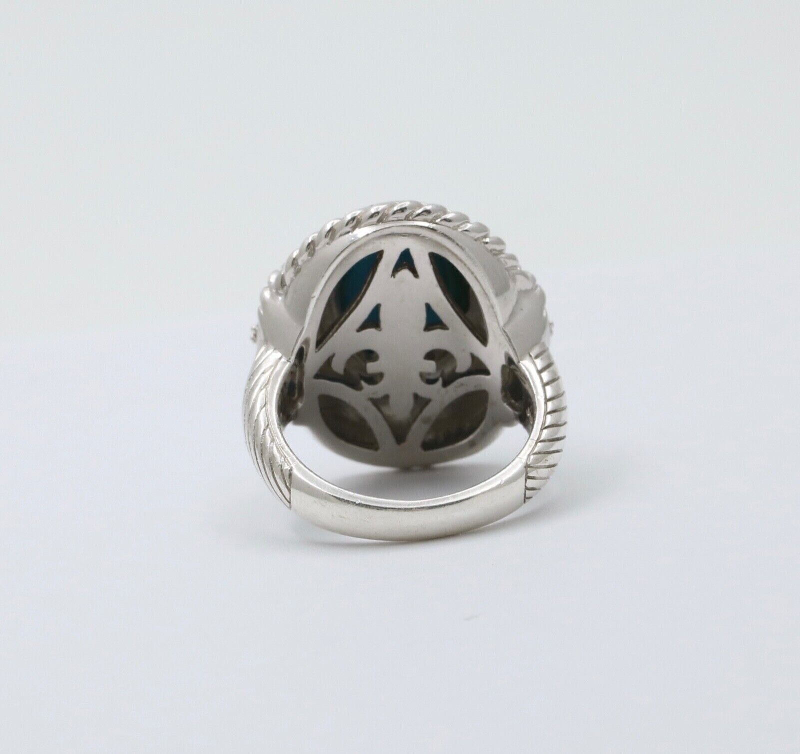 Judith Ripka Turquoise Colored Stone and Diamond 925 Silver Ring