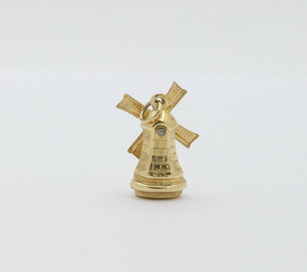 Vintage 14K Yellow Gold Windmill Pendant