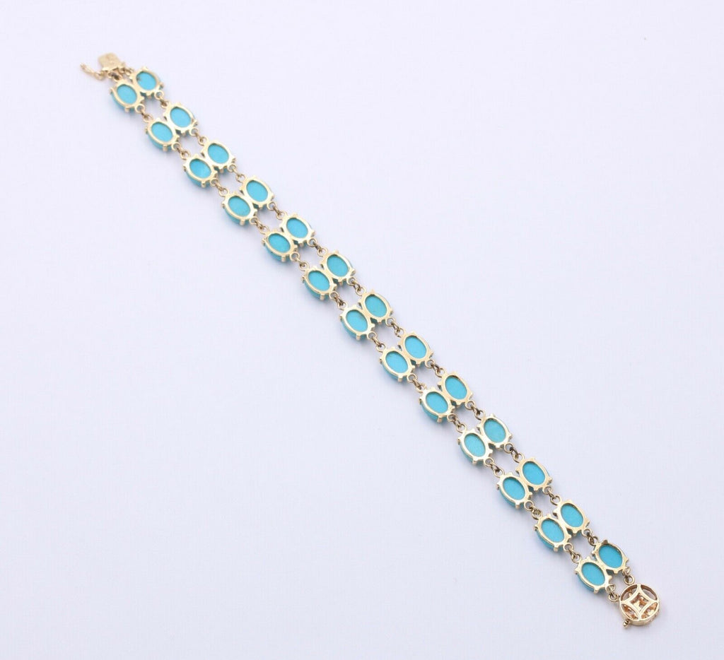 Vintage Turquoise Good Luck 14K Yellow Gold Bracelet