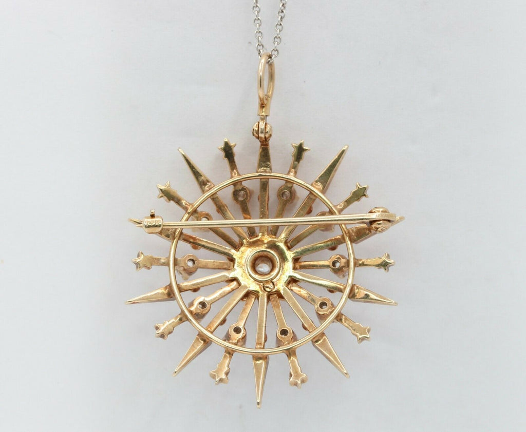 Vintage 14K Yellow Gold Diamond Star Pendant