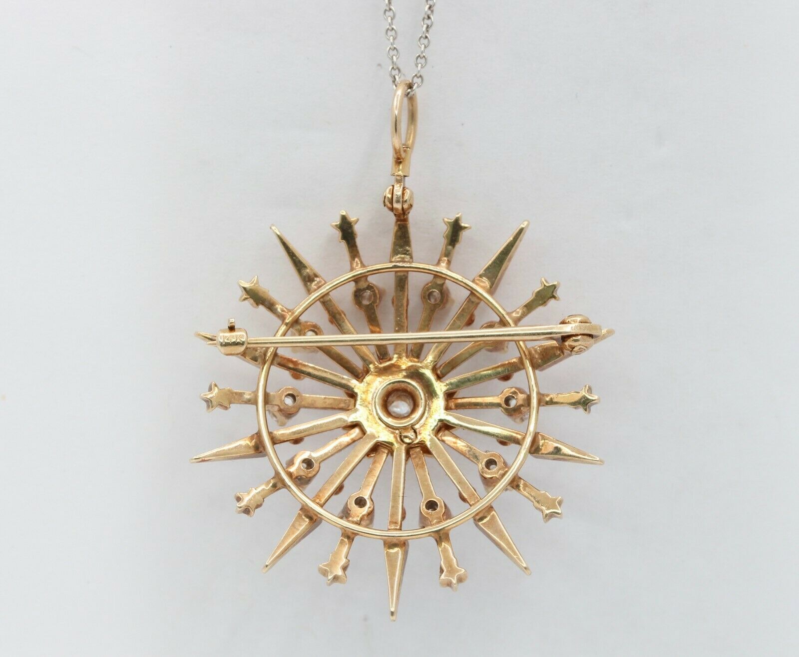 Vintage 14K Yellow Gold Diamond Star Pendant