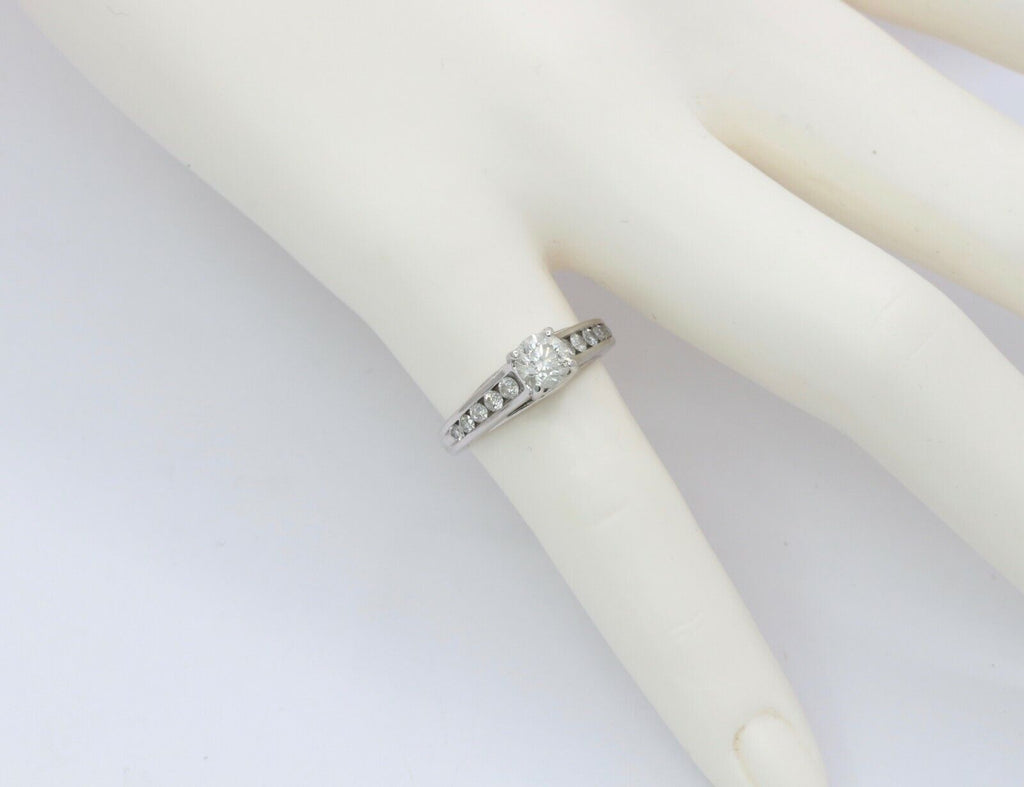 14K White Gold 0.50 Center Diamond Engagement Ring