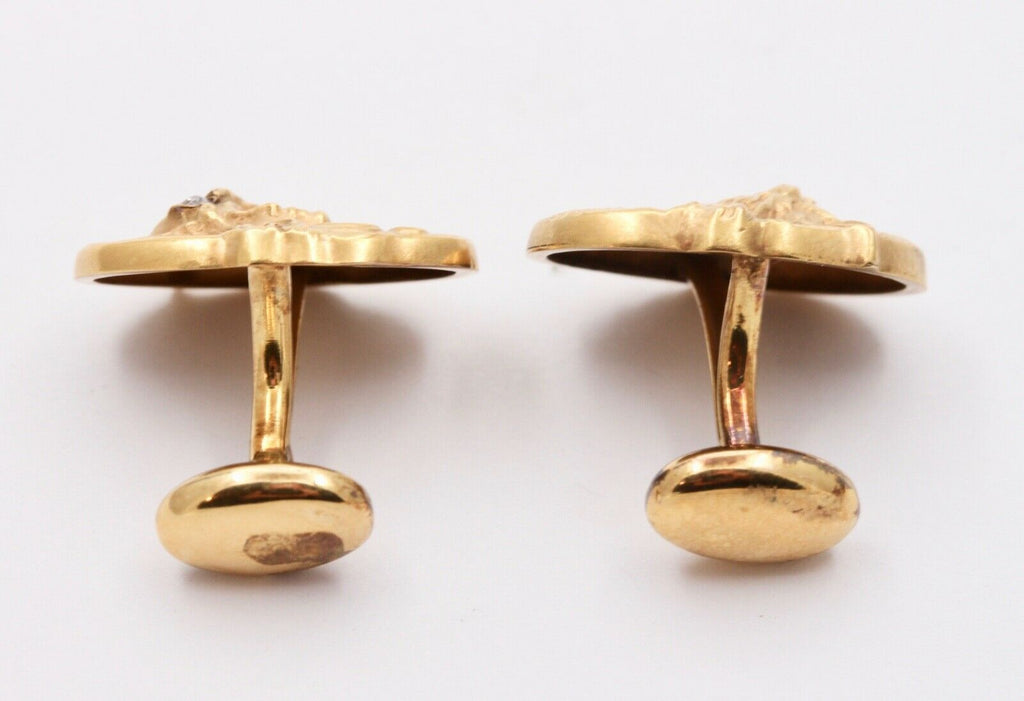 Victorian Mens 10K Yellow Gold Old European Diamonds Cufflinks