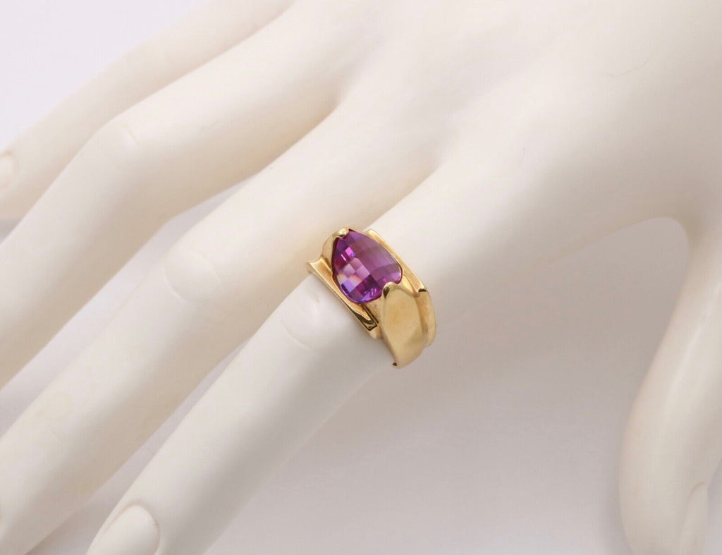 Vintage Geometric Pink Sapphire Ring Band, Estate Ring