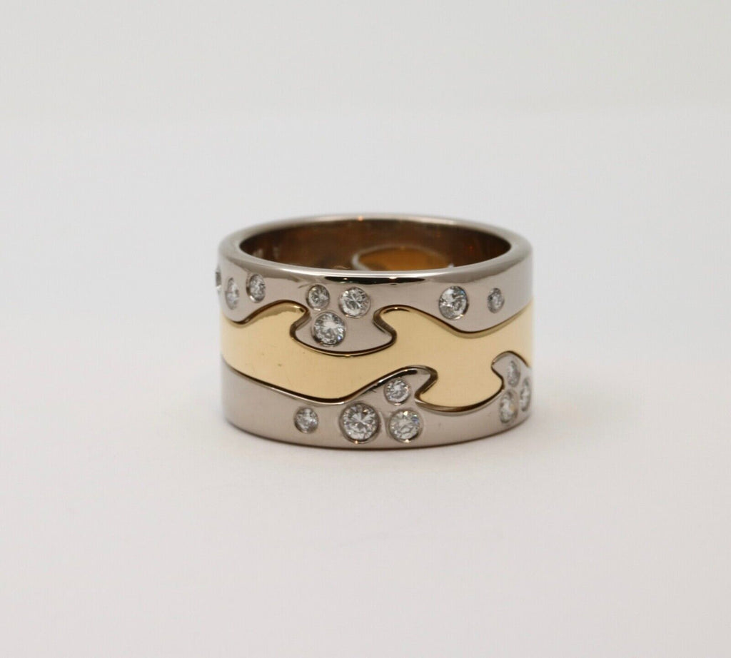 Georg Jensen Fusion 3-Piece 18K Diamonds White Yellow Gold Rings