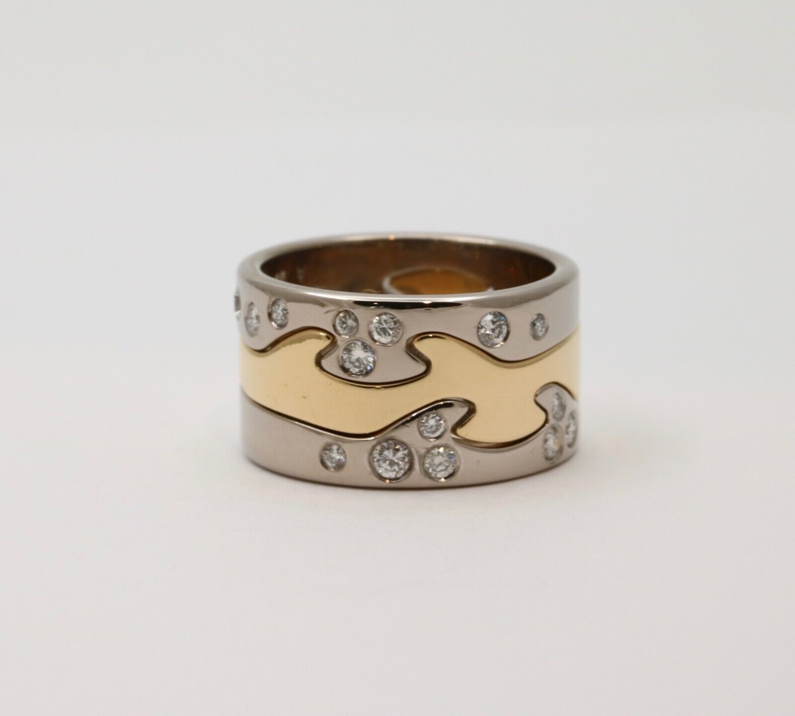 Georg Jensen Fusion 3-Piece 18K Diamonds White Yellow Gold Rings