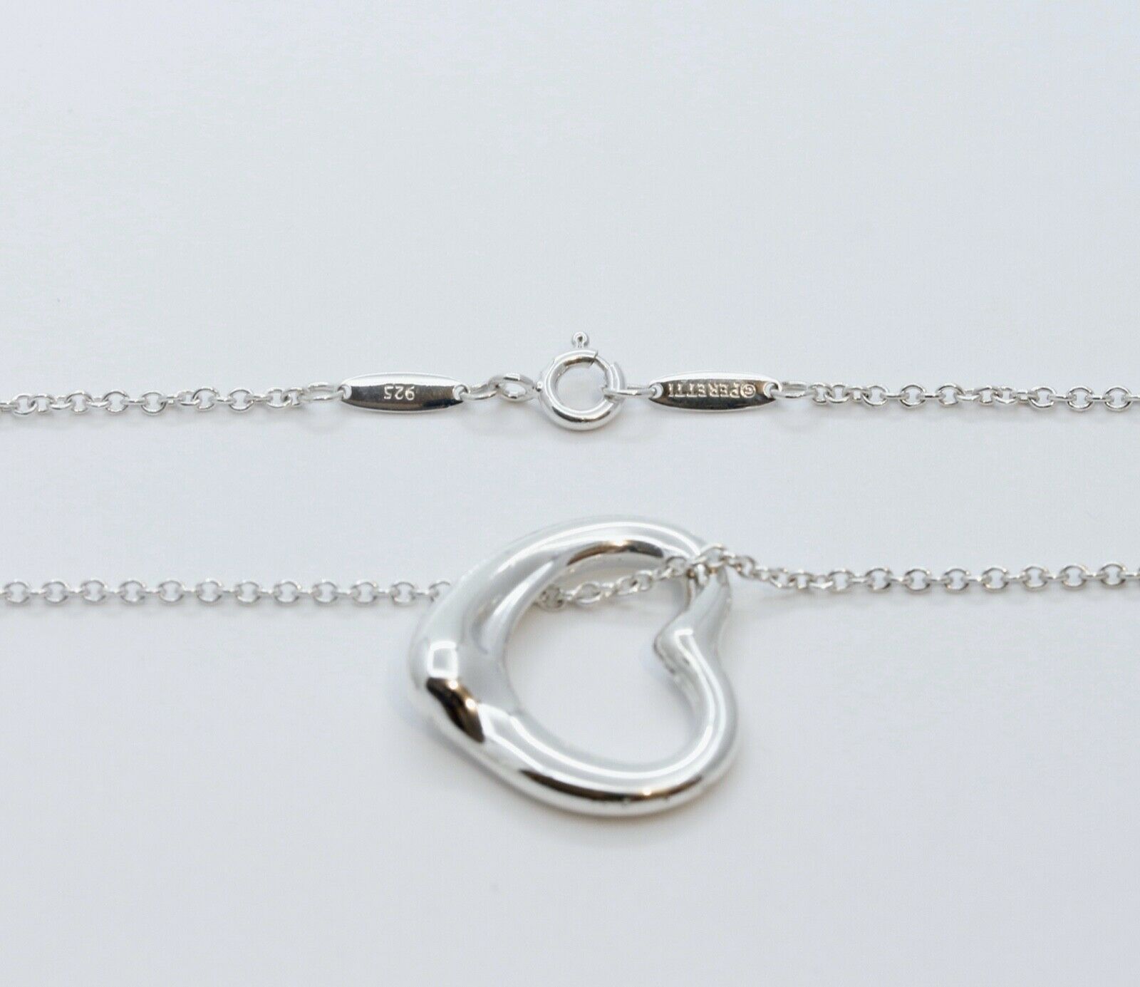 Tiffany and Co Elsa Peretti Spain 925 Floating Heart and Chain Pendant