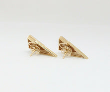 Load image into Gallery viewer, Vintage 14K Yellow Gold Diamond Triangle Earrings
