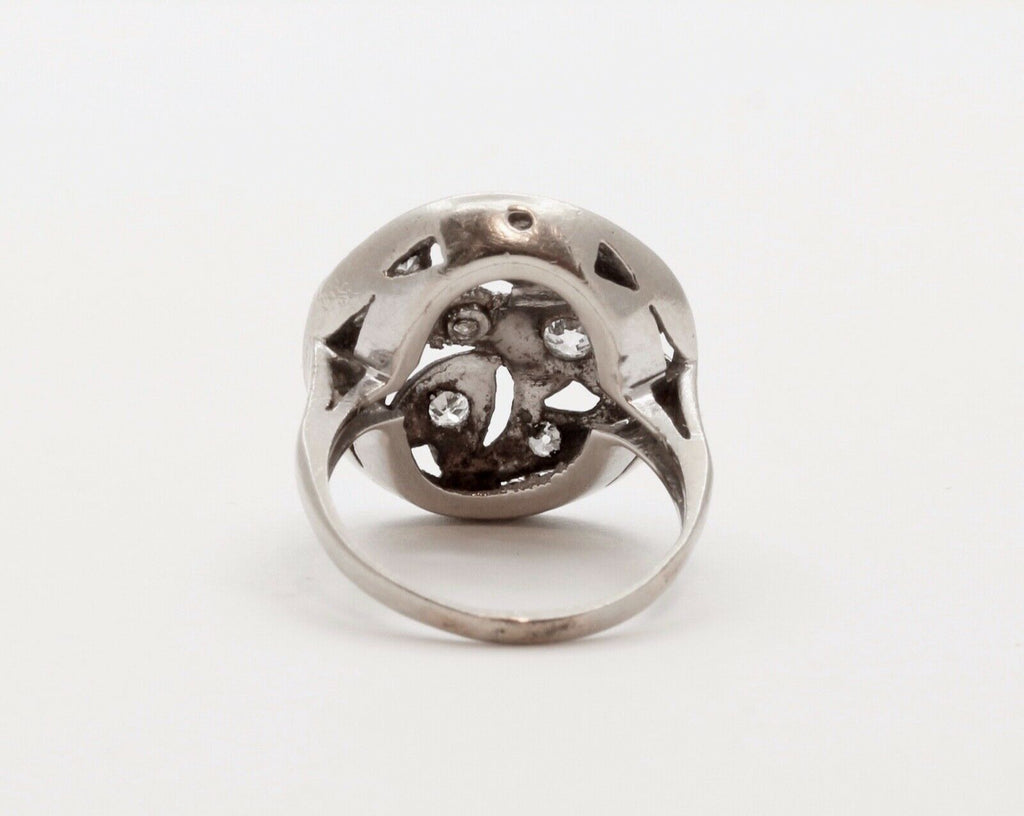 Art Deco Diamonds Hearts 14K White Gold Ring