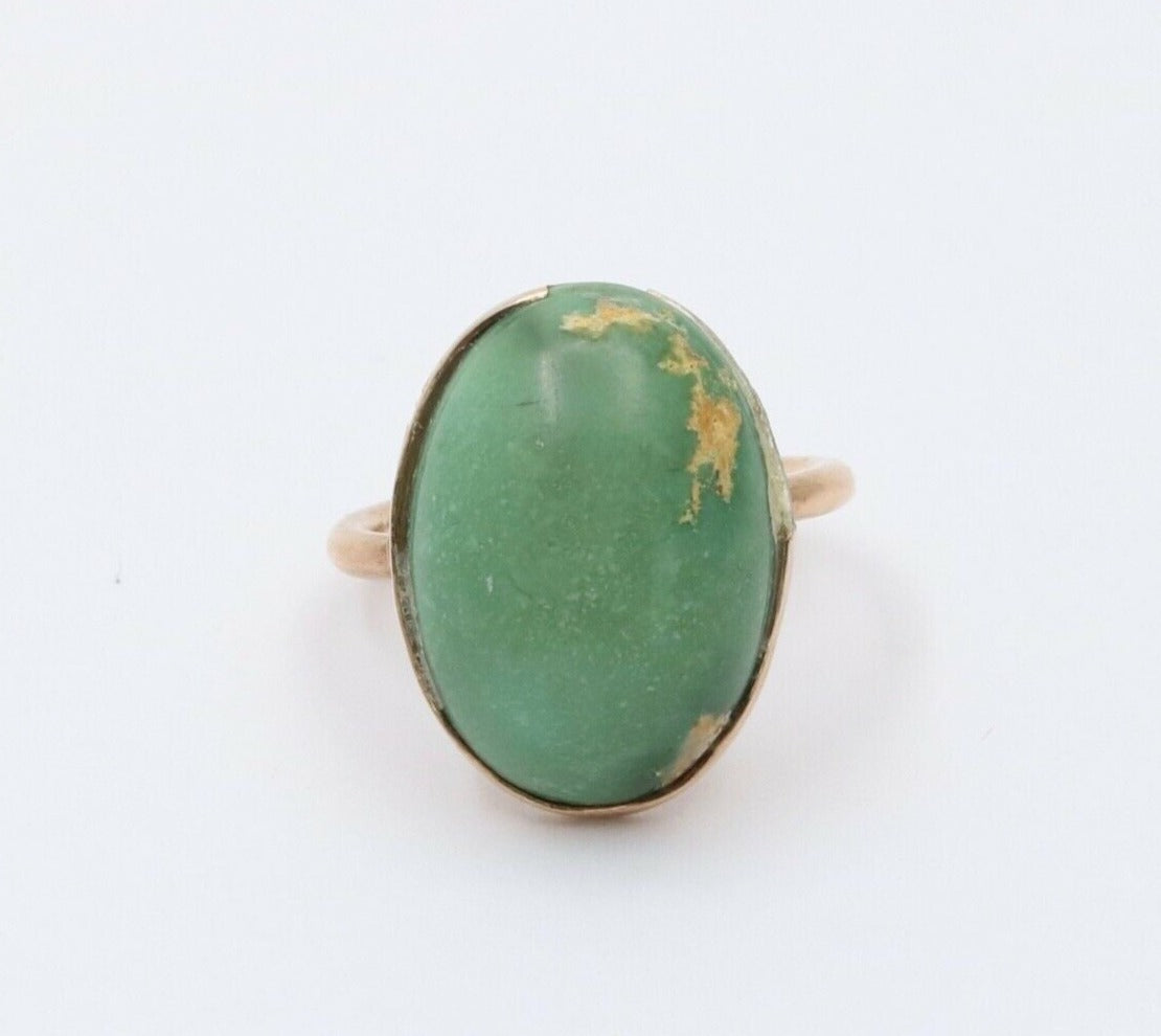 Victorian Cabochon Turquoise 14K Yellow Gold Ring