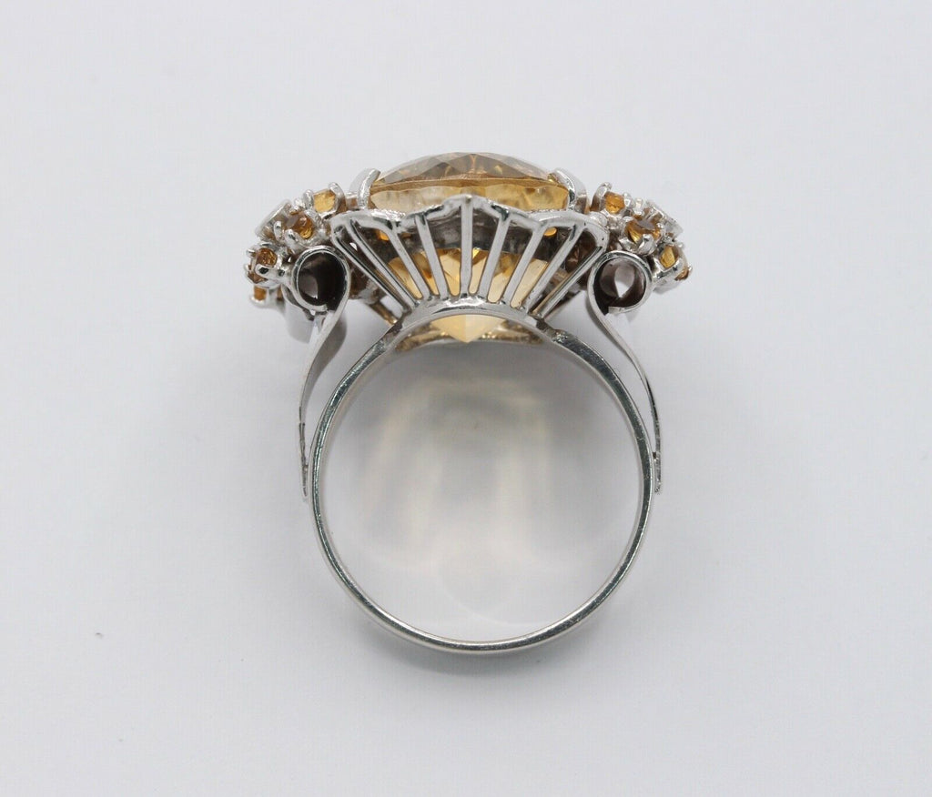 Huge Majestic Italian 18K Citrine Diamonds Ring
