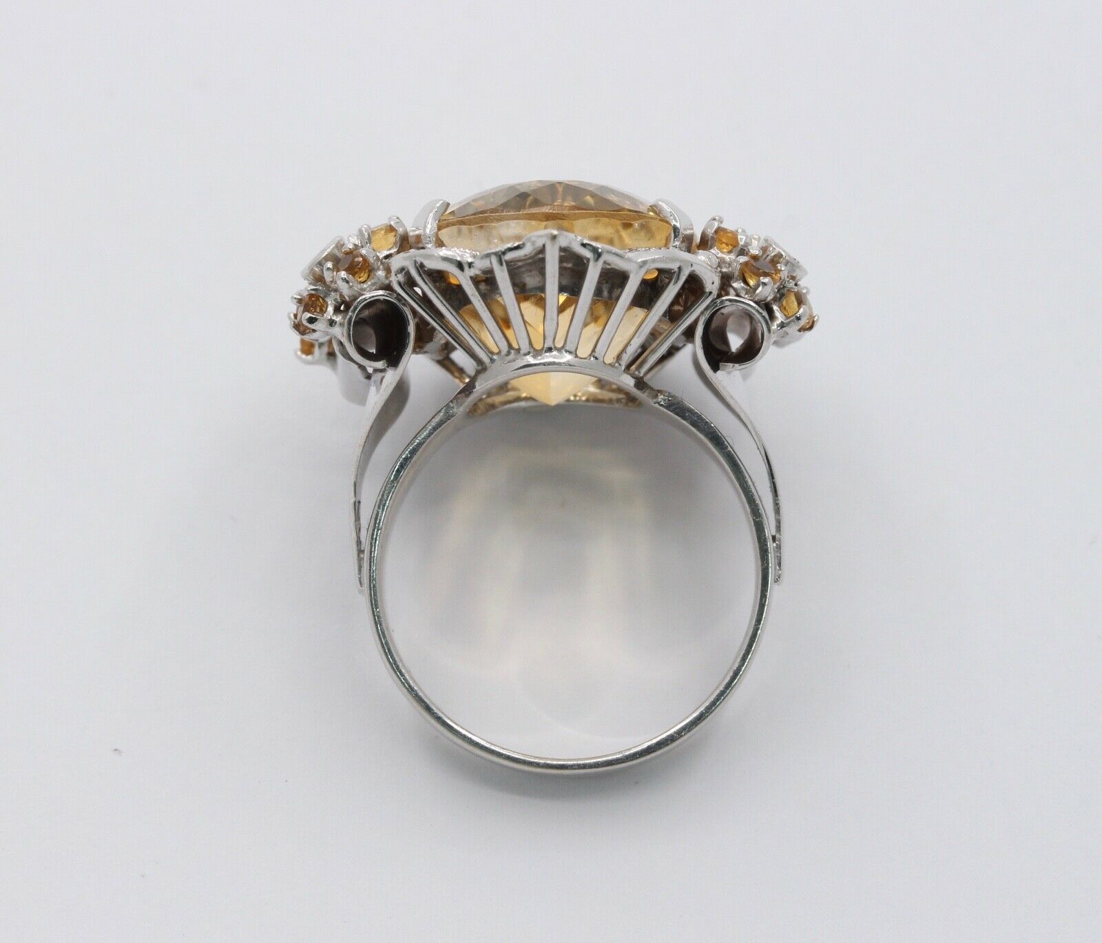 Huge Majestic Italian 18K Citrine Diamonds Ring