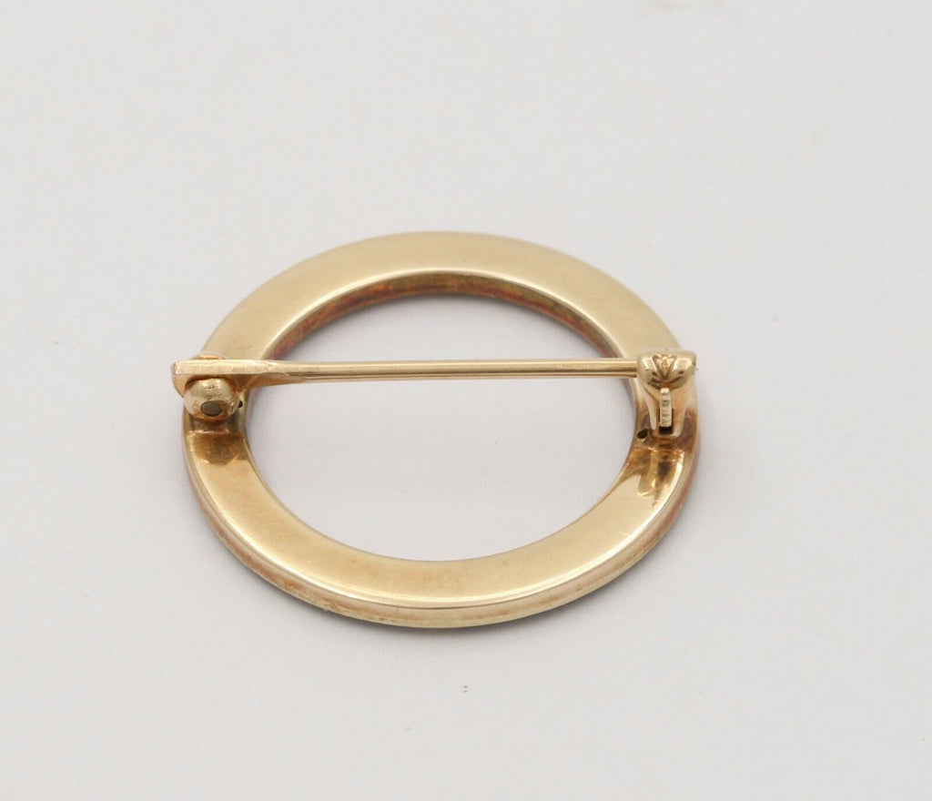 Art Deco Smoky Blue Guilloche Enamel Split Pearl Circle Pin Brooch