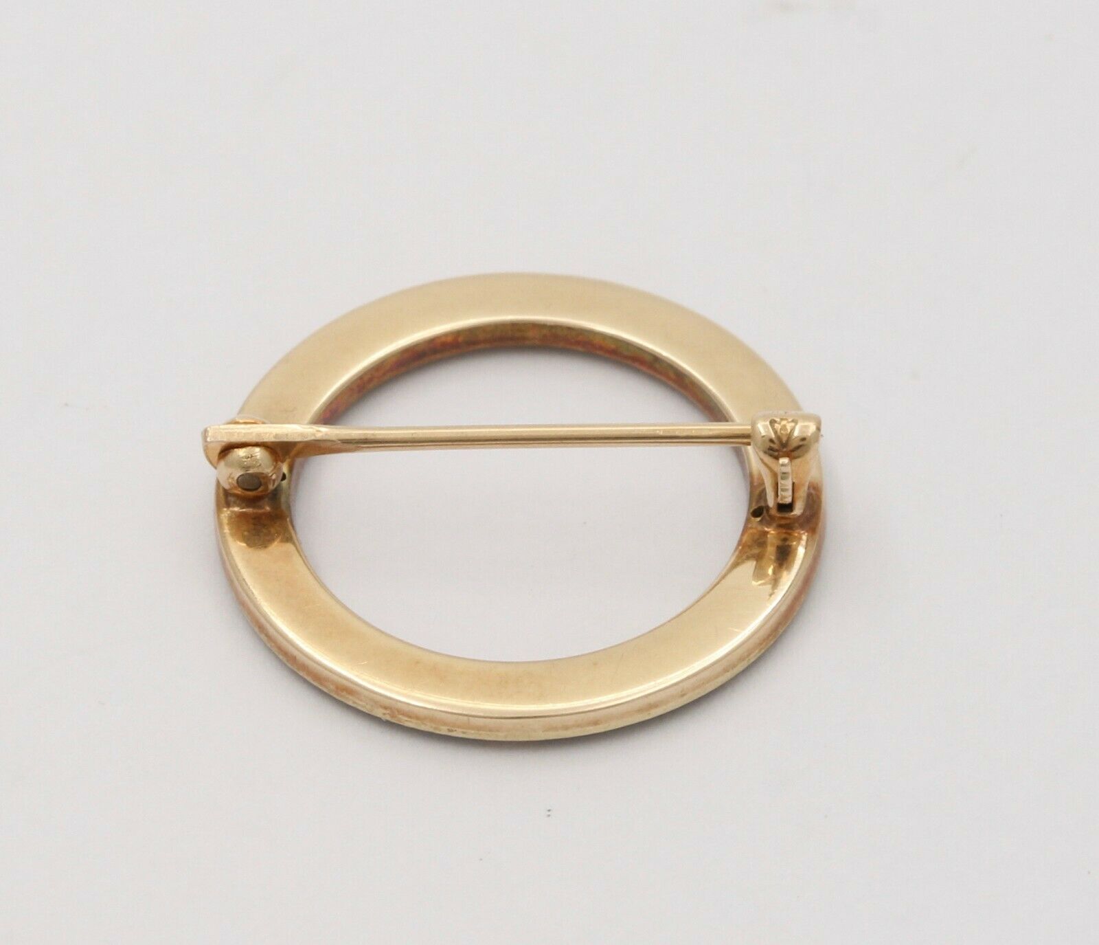 Art Deco Smoky Blue Guilloche Enamel Split Pearl Circle Pin Brooch