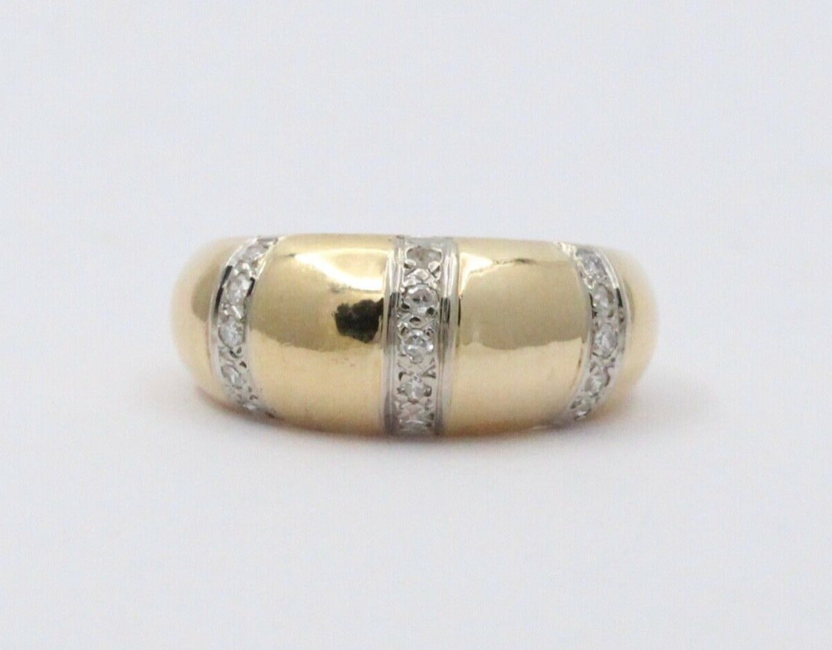 Vintage Diamond Yellow White Gold Dome Ring