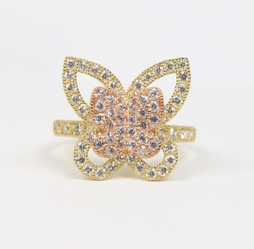 Vintage Lovely 10K Two Tone Gold Butterfly Ring.