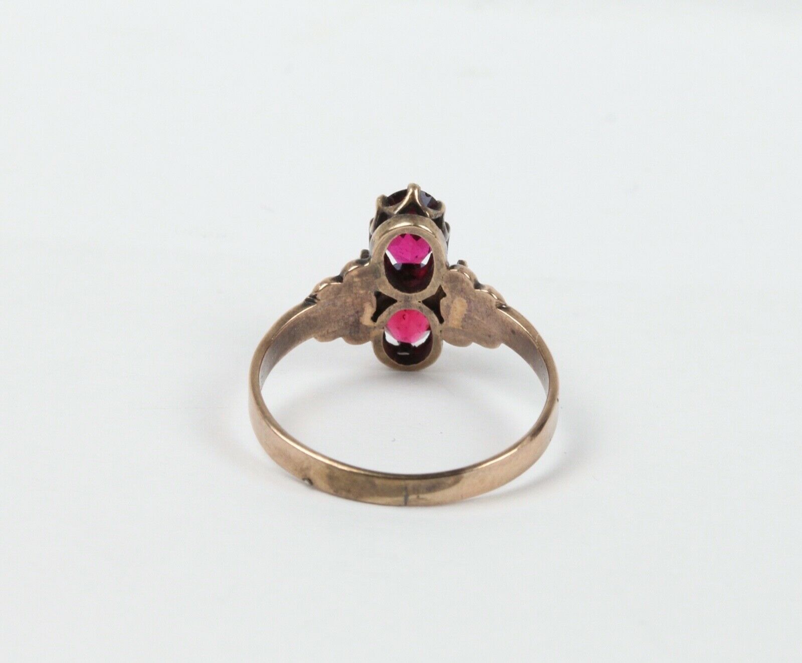 Rare Beautiful Victorian Ruby Seed Pearl 9K Rose Gold Ring