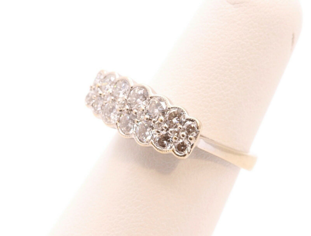 Vintage Ladies Diamonds 18K White Gold Wedding Band Ring
