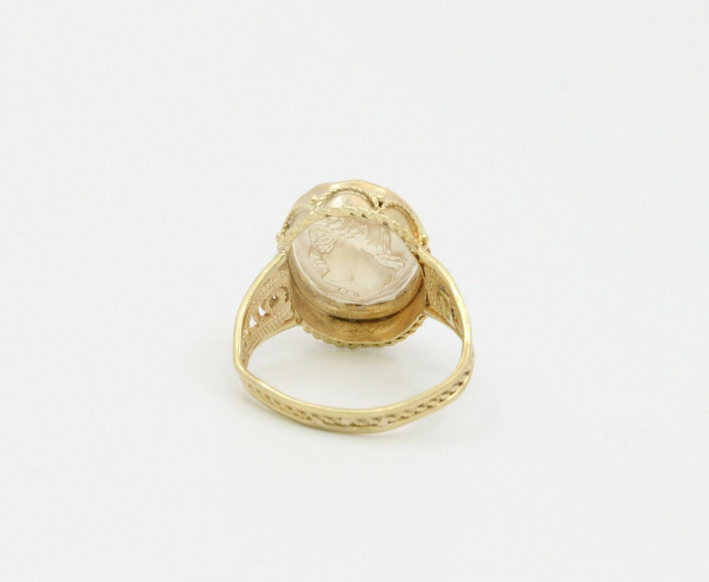 Vintage 14K Yellow Gold Crystal Cameo Ring