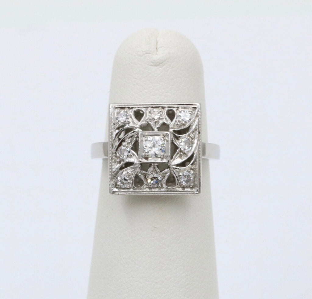 Art Deco Diamonds Platinum Filagree Ring